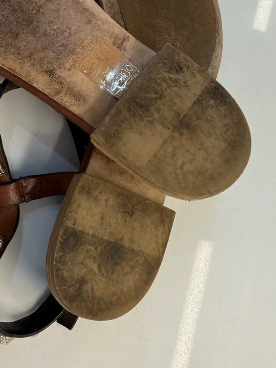 Balenciaga Brown Studded T-Strap Sandals - Women - Picture 5 of 5